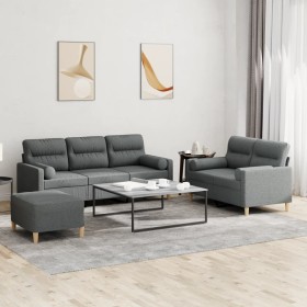 3-piece dark gray fabric sofa set with cushions by , Sofas - Ref: Foro24-3201625, Price: 639,61 €, Discount: %