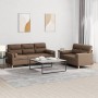 Set Sofas mit 2 Stück Kissen brauner Stoff von , Sofas - Ref: Foro24-3201619, Preis: 559,21 €, Rabatt: %