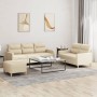 Sofagarnitur mit Kissen, 3-teilig, cremefarbener Stoff von , Sofas - Ref: Foro24-3201610, Preis: 578,71 €, Rabatt: %