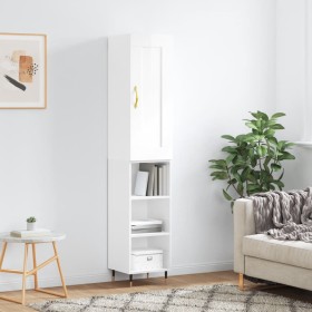 Aparador alto madera contrachapada blanco brillo 34,5x34x180 cm de , Aparadores - Ref: Foro24-3200307, Precio: 88,44 €, Descu...