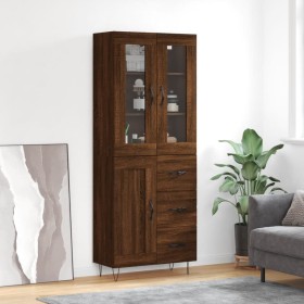 Tall brown oak plywood sideboard 69.5x34x180 cm by , Sideboards - Ref: Foro24-3198696, Price: 170,99 €, Discount: %