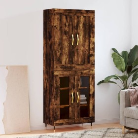 Tall smoked oak plywood highboard 69.5x34x180 cm by , Sideboards - Ref: Foro24-3199606, Price: 150,96 €, Discount: %