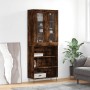 Tall smoked oak plywood highboard 69.5x34x180 cm by , Sideboards - Ref: Foro24-3198758, Price: 127,53 €, Discount: %