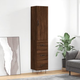 Tall oak brown plywood highboard 34.5x34x180 cm by , Sideboards - Ref: Foro24-3198888, Price: 107,59 €, Discount: %