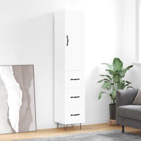 Tall white engineered wood display cabinet 34.5x34x180 cm by , Sideboards - Ref: Foro24-3198881, Price: 109,38 €, Discount: %