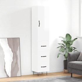 Tall white glossy plywood sideboard 34.5x34x180 cm by , Sideboards - Ref: Foro24-3198883, Price: 118,99 €, Discount: %