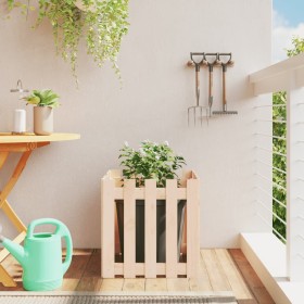 Planter with solid pine wood fence design 50x50x50 cm by , Pots and planters - Ref: Foro24-832452, Price: 26,10 €, Discount: %