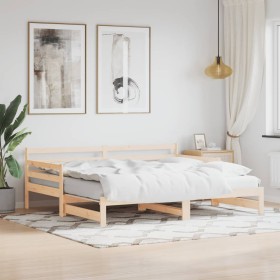 Trundle sofa bed solid pine wood 80x200 cm by , Beds and slatted bases - Ref: Foro24-836150, Price: 186,99 €, Discount: %