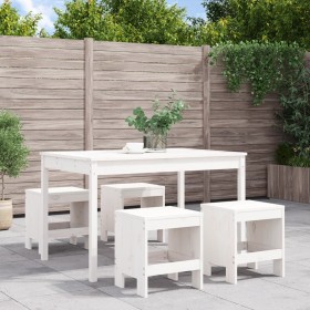 5-teiliges Garten-Esszimmerset aus massivem Kiefernholz weiß von , Gartensets - Ref: Foro24-3157716, Preis: 281,72 €, Rabatt: %