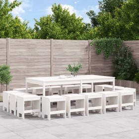 Garden dining set, 17 pieces, solid white pine wood by , Garden sets - Ref: Foro24-3157728, Price: 888,99 €, Discount: %