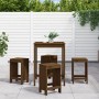 Garden table and 5-piece high stools set made of brown honey pine wood. by , Garden sets - Ref: Foro24-3157742, Price: 311,80...