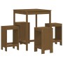 Garden table and 5-piece high stools set made of brown honey pine wood. by , Garden sets - Ref: Foro24-3157742, Price: 311,80...