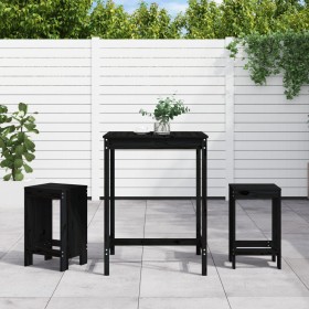 Garden table set and high stools 3 pieces black pine wood by , Garden sets - Ref: Foro24-3157737, Price: 205,99 €, Discount: %