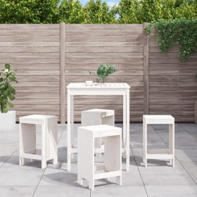 Garden table set and high stools 5 pieces white pine wood by , Garden sets - Ref: Foro24-3157740, Price: 312,17 €, Discount: %