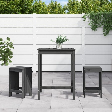 Garden set with table and high stools, 3 pieces, gray pine wood. by , Garden sets - Ref: Foro24-3157735, Price: 207,35 €, Dis...