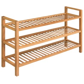 Shoe rack with 3 shelves solid oak wood 100x27x60 cm by vidaXL, Shoe racks and shoe organizers - Ref: Foro24-244209, Price: 9...