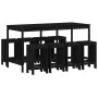 High table and stools set for garden, 9 pieces, made of solid black pine wood. by , Garden sets - Ref: Foro24-3157761, Price:...