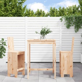 Set aus Tisch und hohen Hockern 3-teilig massives Kiefernholz von , Gartensets - Ref: Foro24-3157763, Preis: 209,92 €, Rabatt: %