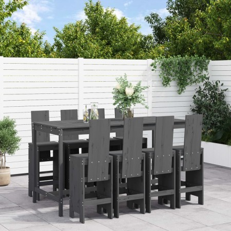 High table and stools garden set 9 pieces solid pine wood gray by , Garden sets - Ref: Foro24-3157789, Price: 790,84 €, Disco...