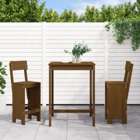 Garden table and 3-piece high stools set made of brown honey pine wood. by , Garden sets - Ref: Foro24-3157796, Price: 226,49...