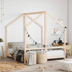 Solid pine wood children's bed frame 2x(70x140) cm by , Cribs and beds for children - Ref: Foro24-3200592, Price: 186,99 €, D...