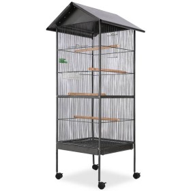 Bird cage with black steel roof 66x66x155 cm by vidaXL, Feet and bird cages - Ref: Foro24-170409, Price: 143,59 €, Discount: %