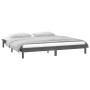 Double bed frame with LED solid gray wood 120x190 cm by , Beds and slatted bases - Ref: Foro24-820643, Price: 138,99 €, Disco...