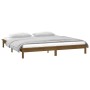 Bed frame with LED solid wood honey brown 200x200 cm by , Beds and slatted bases - Ref: Foro24-820629, Price: 118,41 €, Disco...