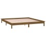 Bed frame with LED solid wood honey brown 200x200 cm by , Beds and slatted bases - Ref: Foro24-820629, Price: 118,41 €, Disco...