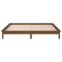 Bed frame with LED solid wood honey brown 200x200 cm by , Beds and slatted bases - Ref: Foro24-820629, Price: 118,41 €, Disco...