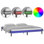 Bed frame with LED solid gray wood 135x190 cm by , Beds and slatted bases - Ref: Foro24-820648, Price: 144,22 €, Discount: %