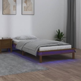 Honey brown solid wood single bed frame 75x190 cm by , Beds and slatted bases - Ref: Foro24-820634, Price: 77,99 €, Discount: %