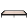 Double bed frame with LED black solid wood 120x190 cm by , Beds and slatted bases - Ref: Foro24-820645, Price: 138,40 €, Disc...