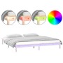 Bed frame with LED solid wood 200x200 cm by , Beds and slatted bases - Ref: Foro24-820626, Price: 115,08 €, Discount: %