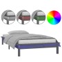 Bed frame with LED solid gray wood 75x190 cm by , Beds and slatted bases - Ref: Foro24-820633, Price: 77,99 €, Discount: %