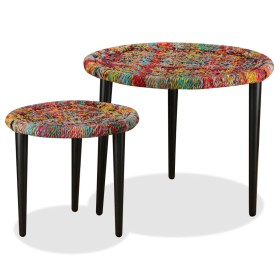 Set of coffee tables with chindi details 2 pcs multicolor by vidaXL, Coffee table - Ref: Foro24-244213, Price: 101,33 €, Disc...