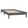 Bed frame with LED solid gray wood 75x190 cm by , Beds and slatted bases - Ref: Foro24-820633, Price: 77,99 €, Discount: %