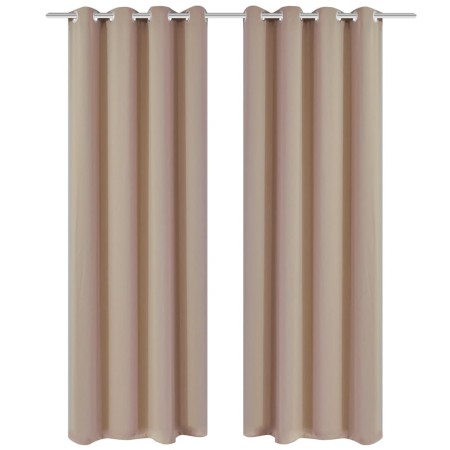 Cortinas opacas 2 piezas con ojales de metal 135x175 cm crema de , Cortinas y visillos - Ref: Foro24-132201, Precio: 33,58 €,...