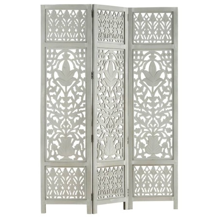 Screen 3 panels hand carved gray mango wood 120x165 cm by , Room dividers - Ref: Foro24-285332, Price: 164,74 €, Discount: %