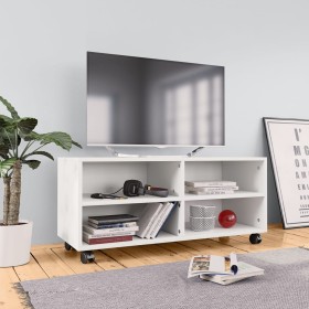 Weißer TV-Schrank aus Sperrholz mit Rollen 90x35x35 cm von , TV-Möbel - Ref: Foro24-800180, Preis: 57,09 €, Rabatt: %