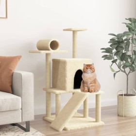 Rascador para gatos con postes de sisal color crema 110,5 cm de , Mobiliario para gatos - Ref: Foro24-172061, Precio: 47,65 €...