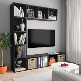 TV cabinet and bookcase 3 pieces black 180x30x180 cm by vidaXL, Bookcases and shelves - Ref: Foro24-278789, Price: 174,66 €, ...