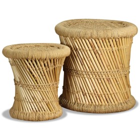 Kitchen stools 2 units bamboo and jute by vidaXL, Folding stools and chairs - Ref: Foro24-244221, Price: 72,59 €, Discount: %