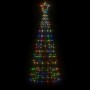 Kegelförmiger Weihnachtsbaum mit Pfählen, 220 bunten LEDs, 180 cm von vidaXL, Weihnachtsbeleuchtung - Ref: Foro24-358102, Pre...