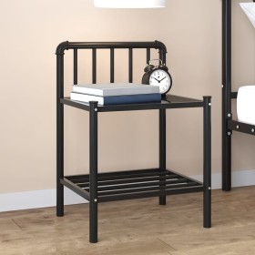 Black metal and glass nightstand 45x34.5x62.5cm by vidaXL, Nightstands - Ref: Foro24-325096, Price: 49,99 €, Discount: %