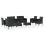 Set de muebles de jardín 8 pzas y cojines ratán sintético negro de vidaXL, Conjuntos de jardín - Ref: Foro24-3095953, Precio:...