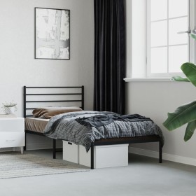 Bed frame with black metal headboard 80x200 cm by vidaXL, Beds and slatted bases - Ref: Foro24-352310, Price: 63,86 €, Discou...