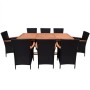 Set comedor de jardín 9 piezas y cojines ratán sintético negro de vidaXL, Conjuntos de jardín - Ref: Foro24-42562, Precio: 82...