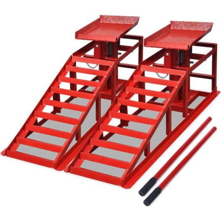 Car repair ramps 2 units red steel by vidaXL, Specific and repair tools for vehicles - Ref: Foro24-210352, Price: 296,95 €, D...