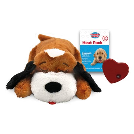 Snuggle Puppy braunes und weißes Hundestofftier und Herzschlag von Snuggle Puppy, Trainingssets für Haustiere - Ref: Foro24-4...